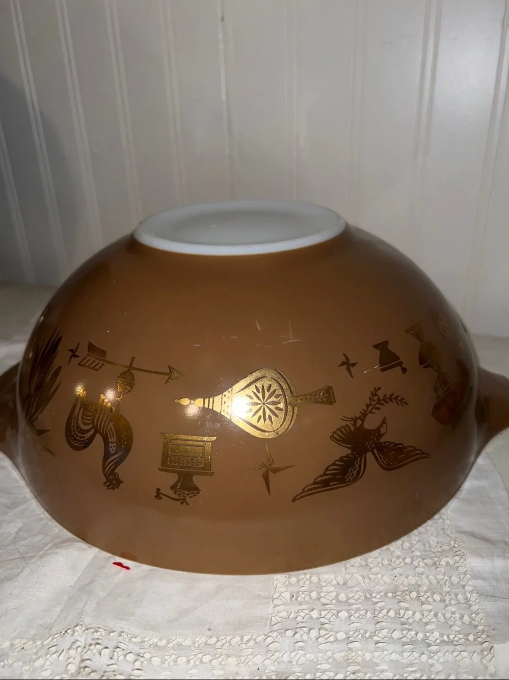 Vintage Pyrex Early American Cinderella mixing bowls 444 443 441